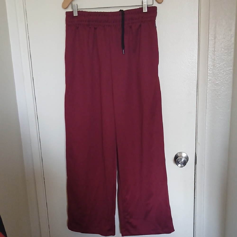 Zara Burgundy Sweat Pants With Stripes On Sides Size L